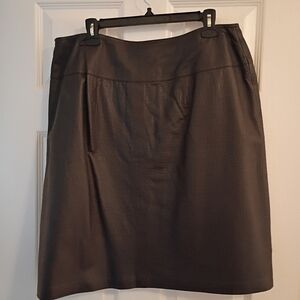 Ladies Nine West Vintage Dark Brown A-Line Leather Skirt (14)